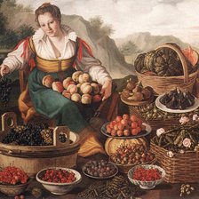 Схема вышивки «ПРОДАВЩИЦА ФРУКТОВ.ВИНЧЕНЦО КАМПИ»