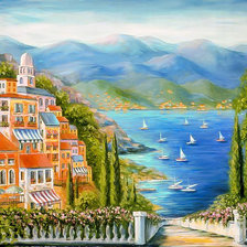 Схема вышивки «Italian Village By The Sea.»