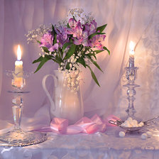 Схема вышивки «Цветочный натюрморт со свечами.»