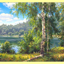 Схема вышивки «Пейзаж у реки.»