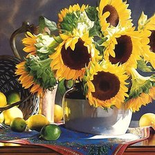 Схема вышивки «Подсолнухи и лимоны»