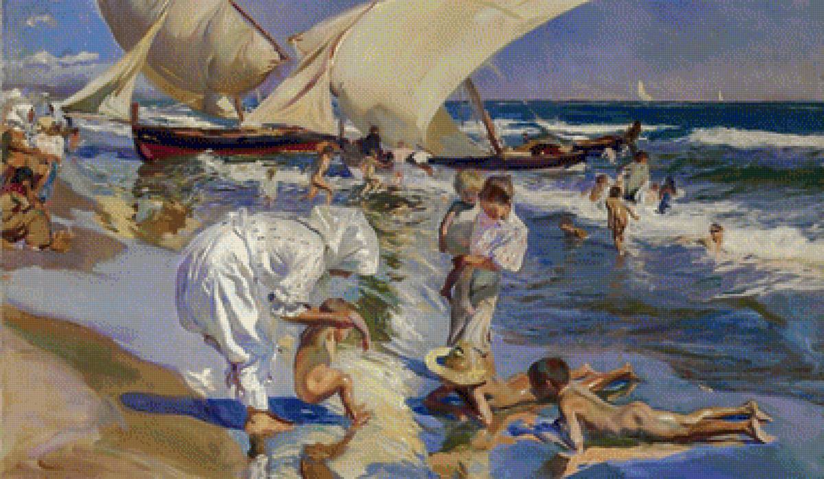 Morning Light. - joaquín sorolla paintings.seascenes.people.children. - предпросмотр