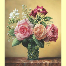 Схема вышивки «Букетик роз. 293/350 крестов.»