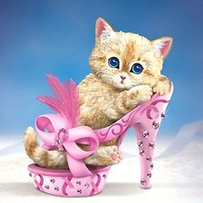 Схема вышивки «котёнок в туфле»