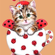 Схема вышивки «котёнок в костюме»