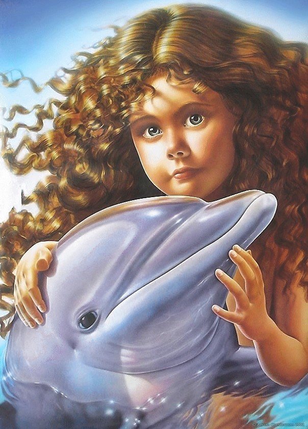 Девочка с дельфином - дельфин, девочка - оригинал