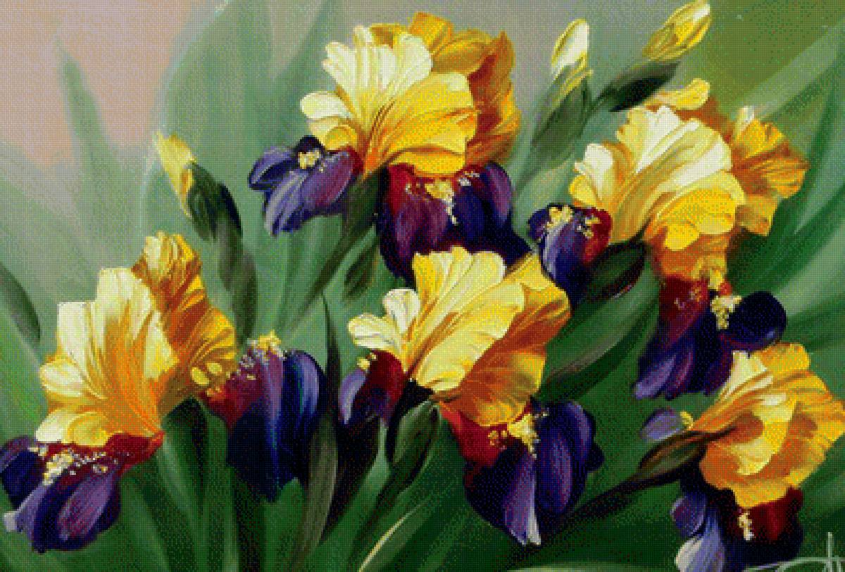 Ирисы - ирисы, живопись, цветы - предпросмотр