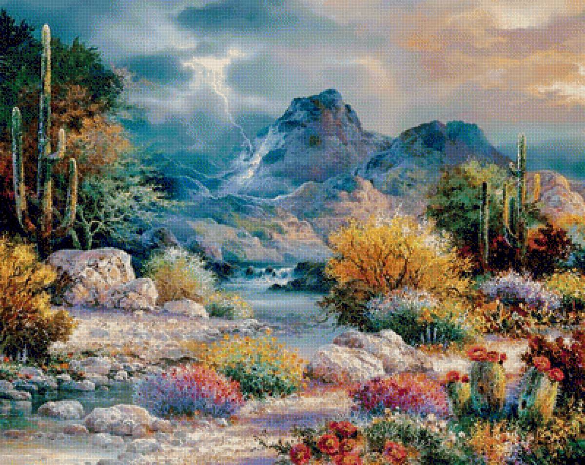 Springtime Valley. - james lee painter.scenarys.flowers and gardens. - предпросмотр
