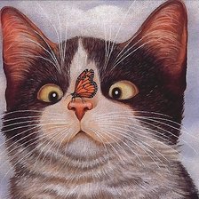 Схема вышивки «котёнок и бабочка»