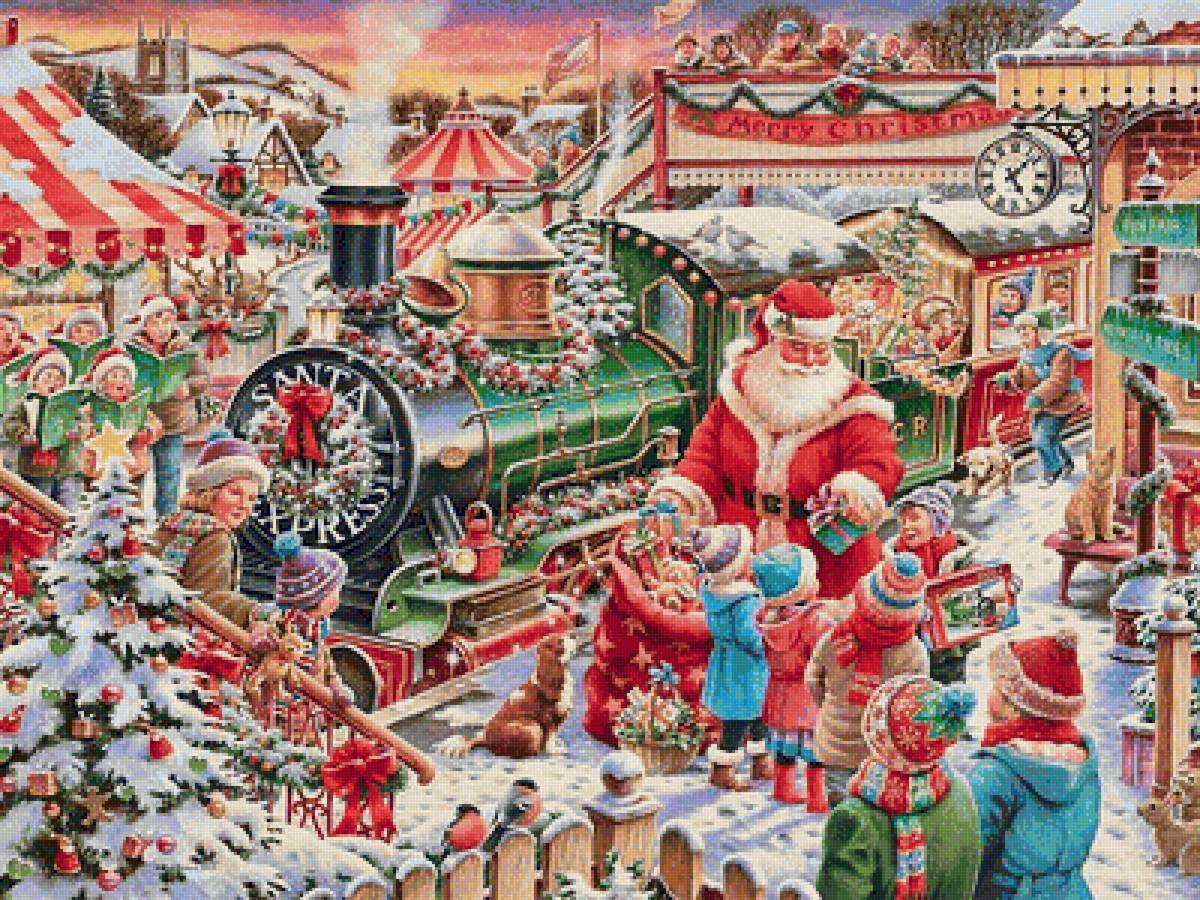 Поезд Санты - поезд.дети, праздник, рождество, санта - предпросмотр