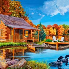 Схема вышивки «Домик у озера»