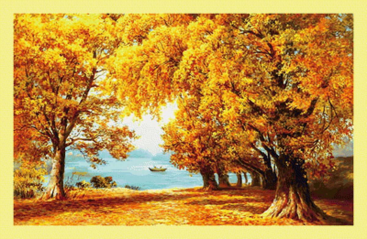 Золотая осень. - деревья, осень, живопись, пейзаж - предпросмотр