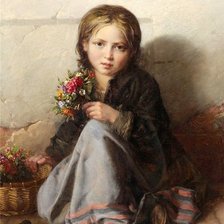 Схема вышивки «девочка с цветами»