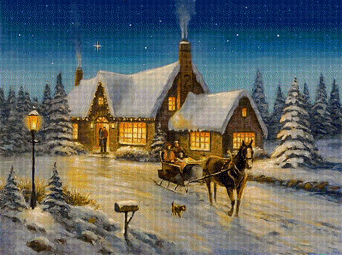 The Warmth Of The Season. - john zaccheo paintings.snowscenes.people.animals. - предпросмотр