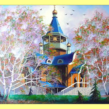 Схема вышивки «Пейзаж. Храм.»