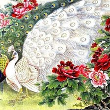 Схема вышивки «павлины китайские»