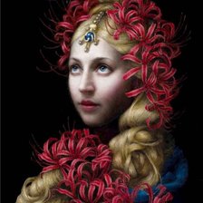 Схема вышивки «Девушка с цветами в волосах»