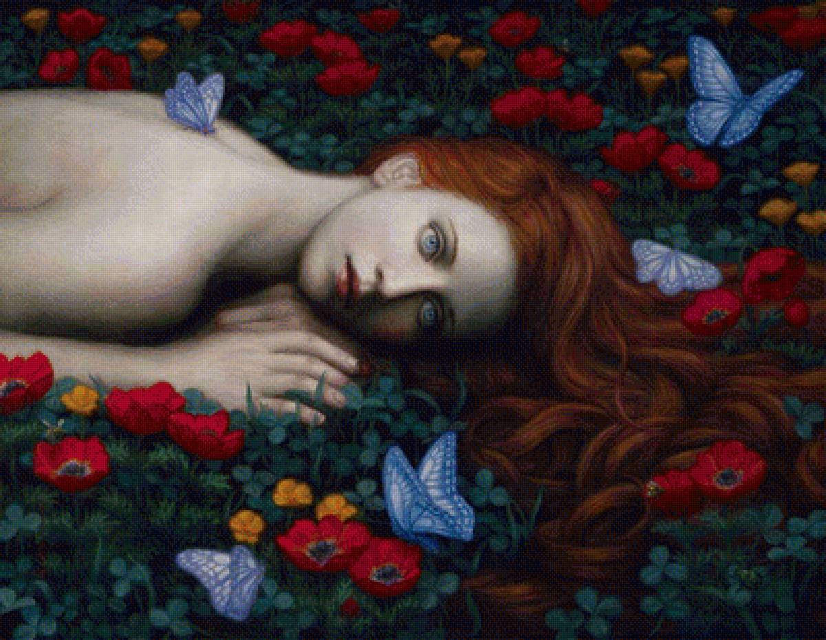 Девушка в маках - предпросмотр