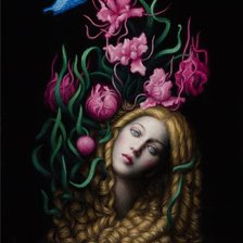 Схема вышивки «Голова девушки в цветах»