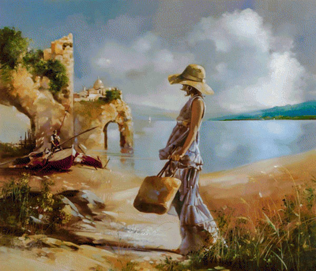 Walk Along the Shore. - ron di scenza painter.seascene.people. - предпросмотр