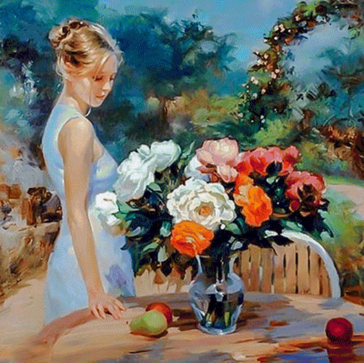 A Vase of Roses. - vladimir volegov painter.ladies.flowers and gardens. - предпросмотр