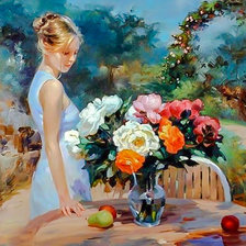 Схема вышивки «A Vase of Roses.»