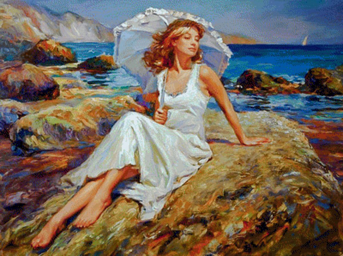 By the Seaside. - vladimir volegov painter.seascapes.ladies. - предпросмотр