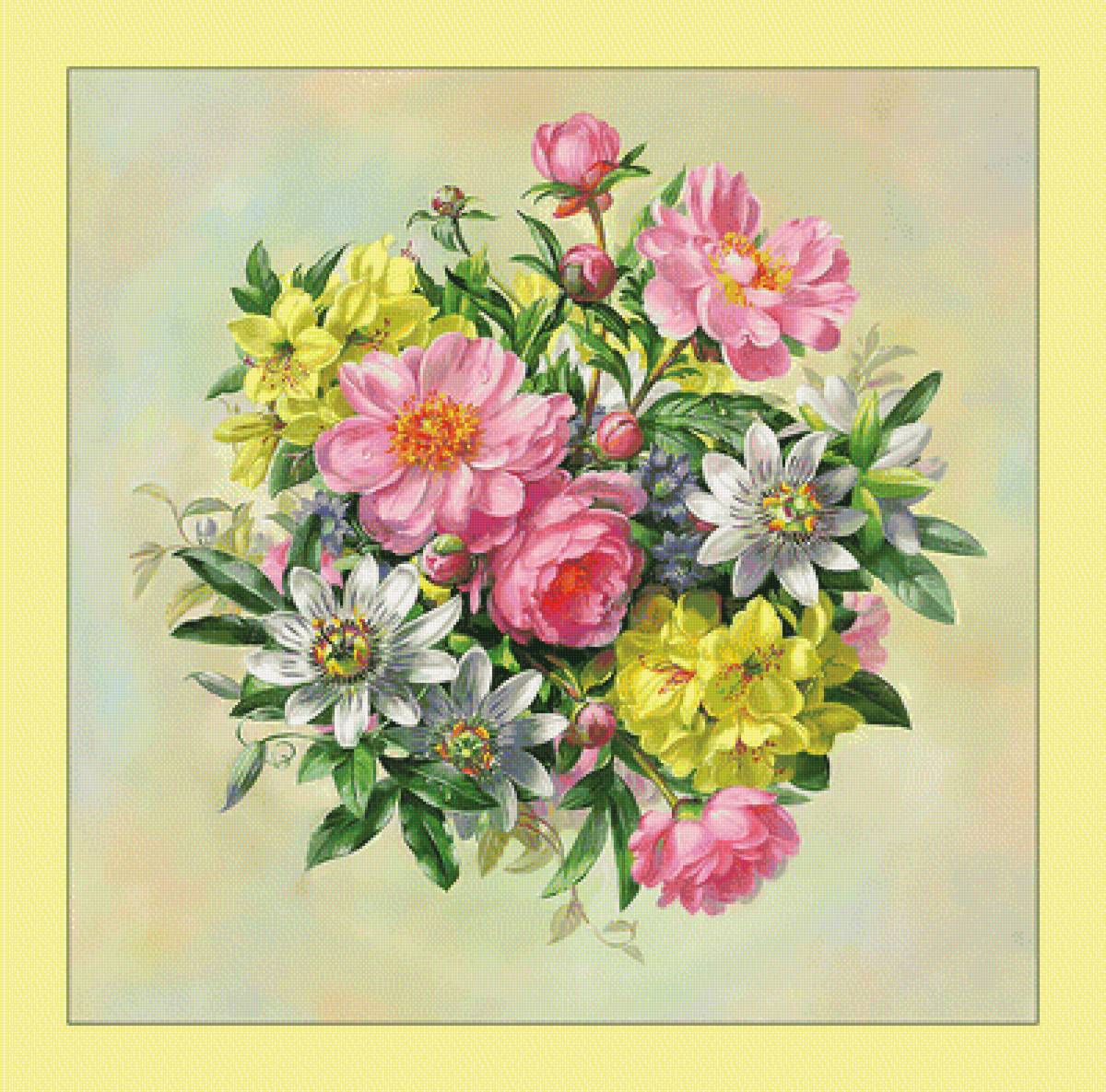 Яркий букет. - цветы, букет, живопись - предпросмотр