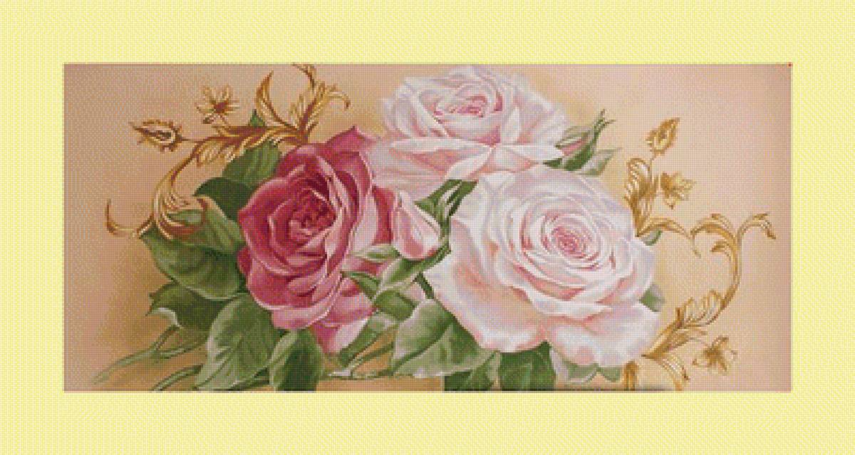 Розы. - цветы, розы, живопись - предпросмотр