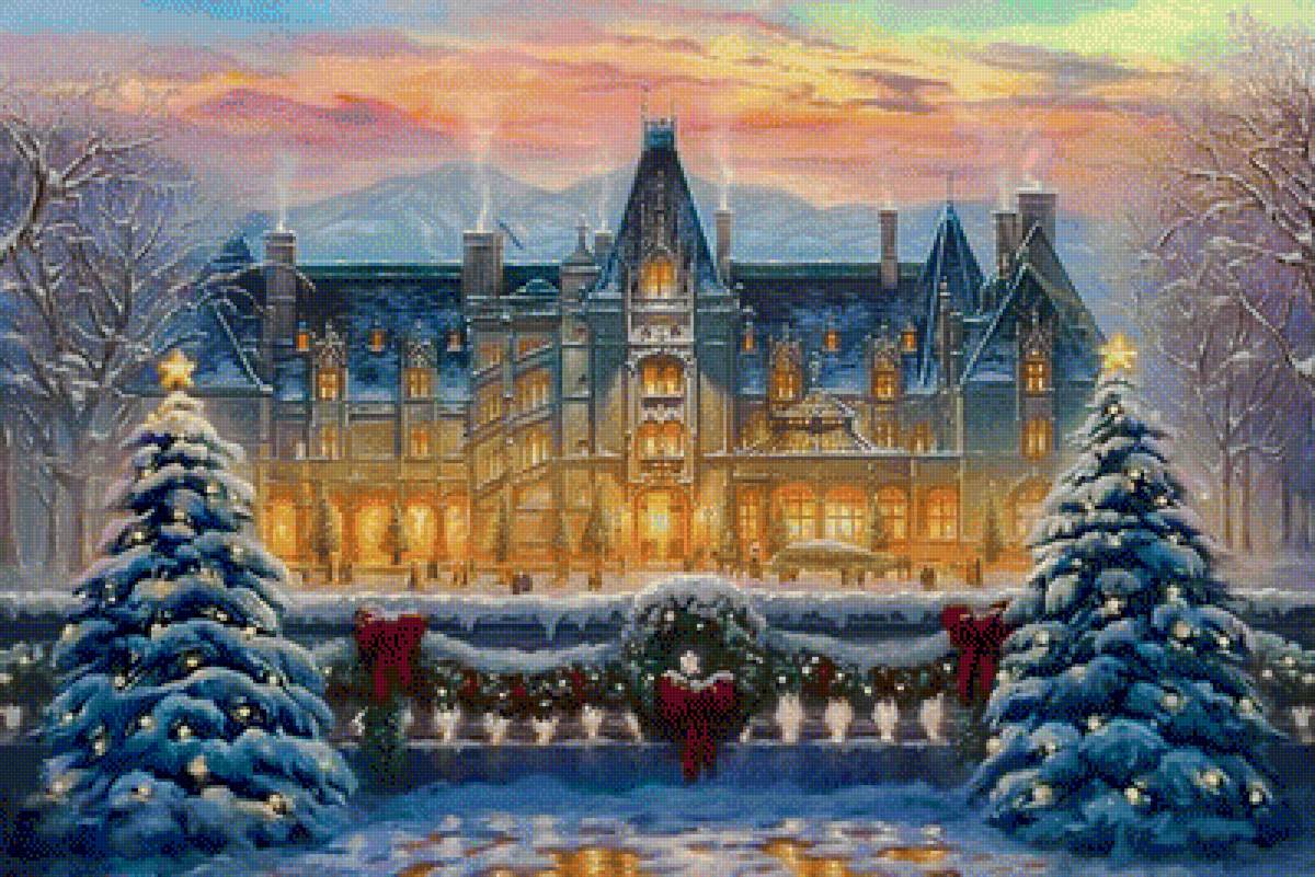 Christmas at Biltmore. - thomas kinkade paintings.snowscapes.christmas. - предпросмотр