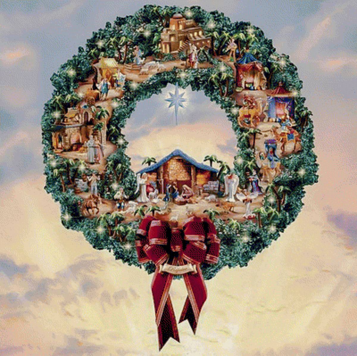 Christmas Wreath. - thomas kinkade paintings.christmas. - предпросмотр