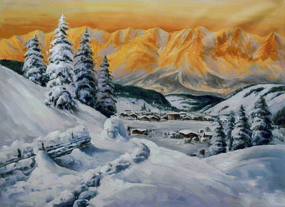 Dolomites Snowy Mountains. - lucio campana painter.snowscapes. - предпросмотр