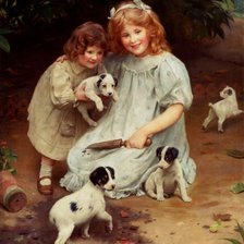 Схема вышивки «Дети и животные»