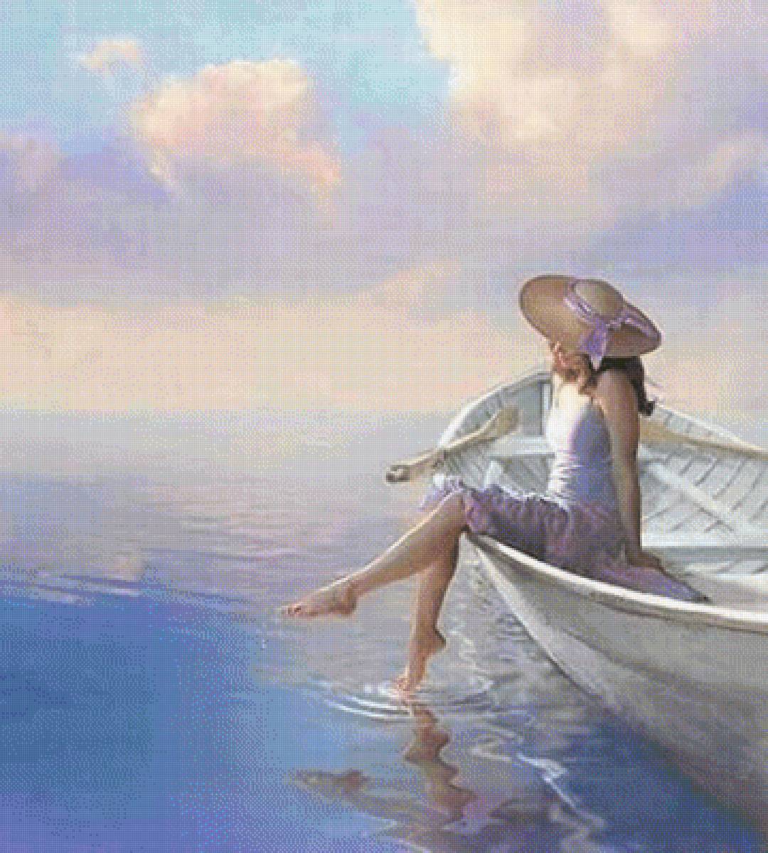 БЕЗМЯТЕЖНОСТЬ - лодка, девушка, море - предпросмотр