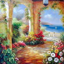 Схема вышивки «Garden Terrace by the Sea.»