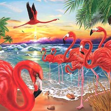 Схема вышивки «фламинго»