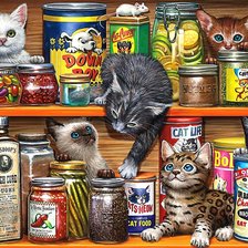 Схема вышивки «котята на полке»