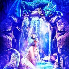 Схема вышивки «Дракон и русалка»