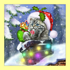 Схема вышивки «Новогодний котик:)»