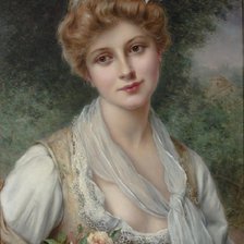 Схема вышивки «Девушка с цветами»