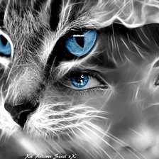 Схема вышивки «mystiek vrouw met poes»