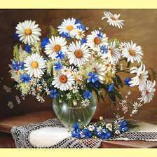 Схема вышивки «Ромашки-васильки.»