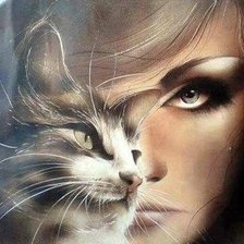 Схема вышивки «vrouw met kat»