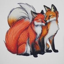 Схема вышивки «лисы парочки»