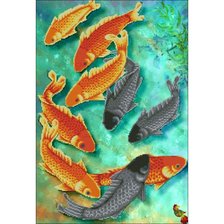 Схема вышивки «9 карпов богатства»