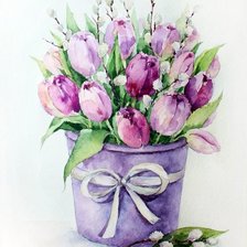 Схема вышивки «Сиреневые тюльпаны»