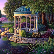 Схема вышивки «Беседка у реки А3»