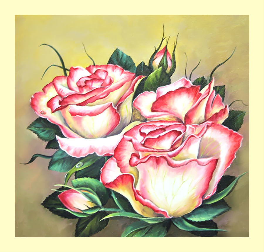Розы. - цветы, живопись, розы - оригинал