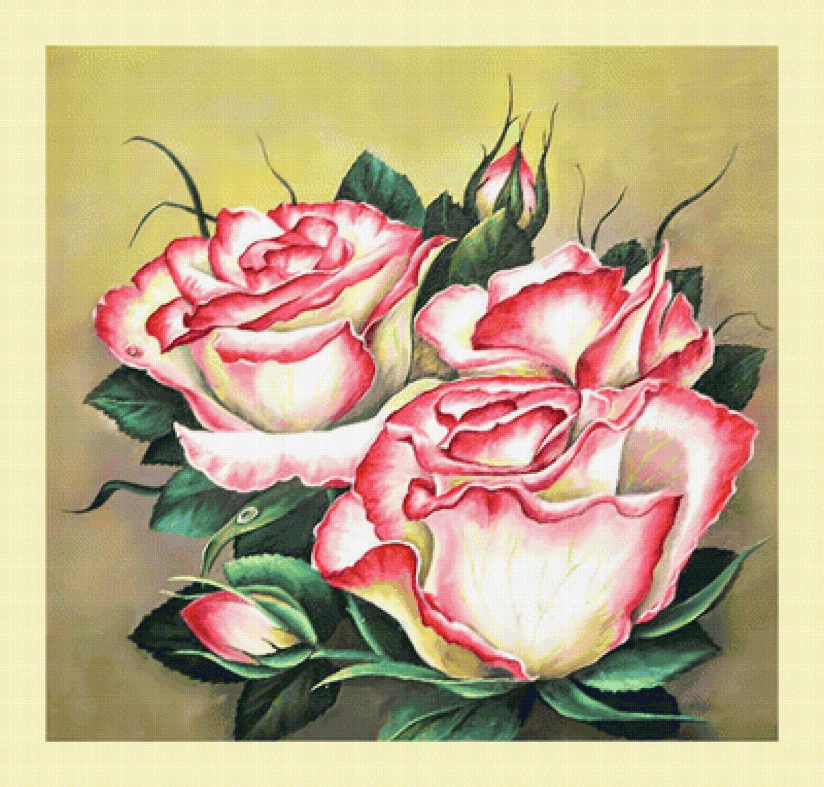 Розы. - цветы, живопись, розы - предпросмотр