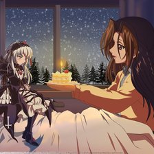 Схема вышивки «вышивка крестом суигинто и нэргу (мэгу Какидзаки ) тортик в руке»